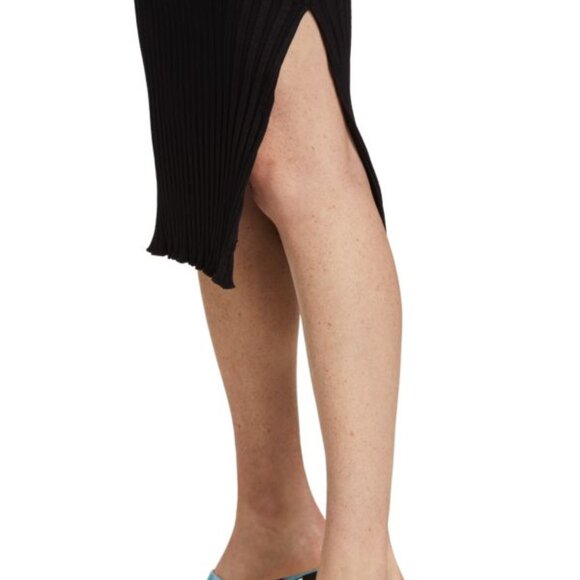 Simon Miller Akuma Rib-Knit Skirt Black Pleated Side Slit Sz Small Ribbed Basics - Picture 3 of 9